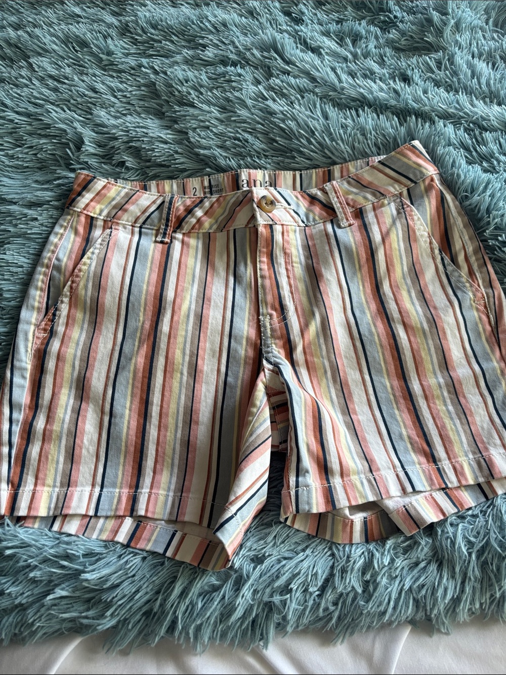 Striped Multicolor Cotton Jean Shorts - Women